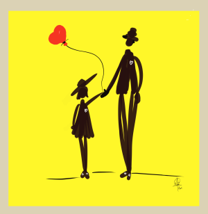 Father and daughter (jaune)